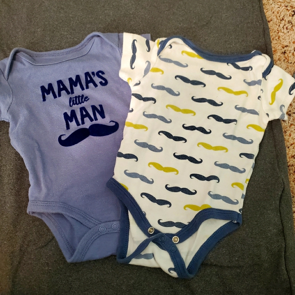 Set of 2 Mustache-Themed Onesies 3-6 months